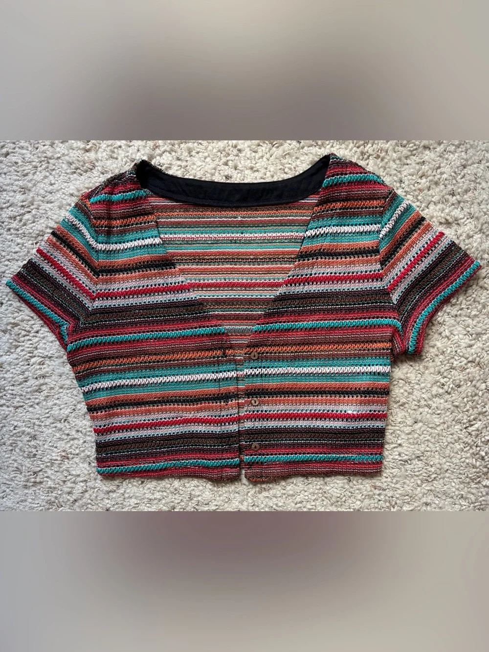 Sheer Boho Crop Button Top